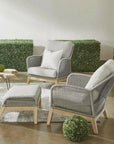 Loom Outdoor Footstool Teak Wood & Grey Rope - LOOMLAN - Essentials For Living - Outdoor Ottomans