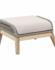 Loom Outdoor Footstool Teak Wood & Grey Rope - LOOMLAN - Essentials For Living - Outdoor Ottomans