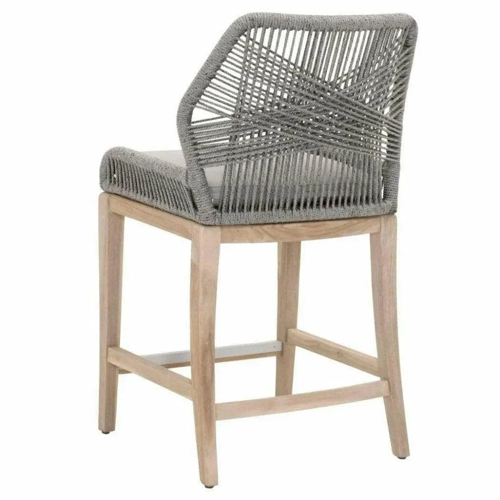 Loom Outdoor Rope Counter Stool Platinum Rope Wood - LOOMLAN - Essentials For Living - Outdoor Counter Stools