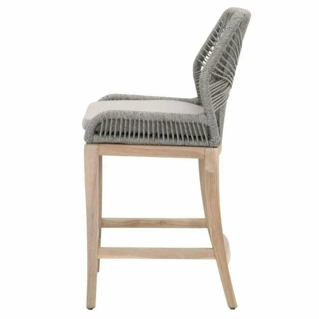 Loom Outdoor Rope Counter Stool Platinum Rope Wood - LOOMLAN - Essentials For Living - Outdoor Counter Stools