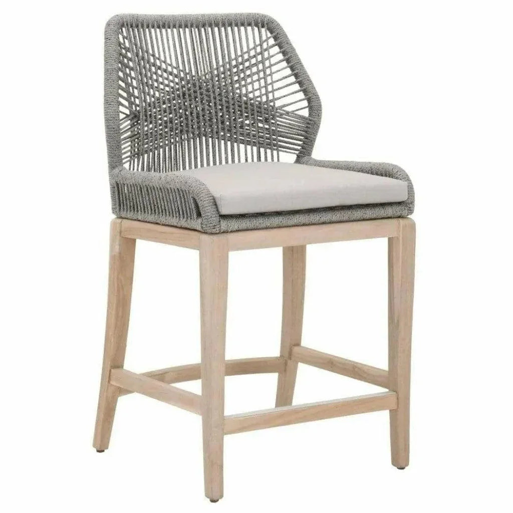Loom Outdoor Rope Counter Stool Platinum Rope Wood - LOOMLAN - Essentials For Living - Outdoor Counter Stools