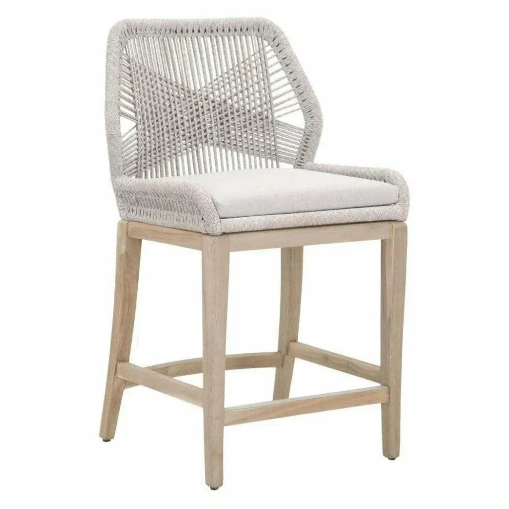 Loom Outdoor Rope Counter Stool Taupe Flat Rope Wood - LOOMLAN - Essentials For Living - Outdoor Counter Stools