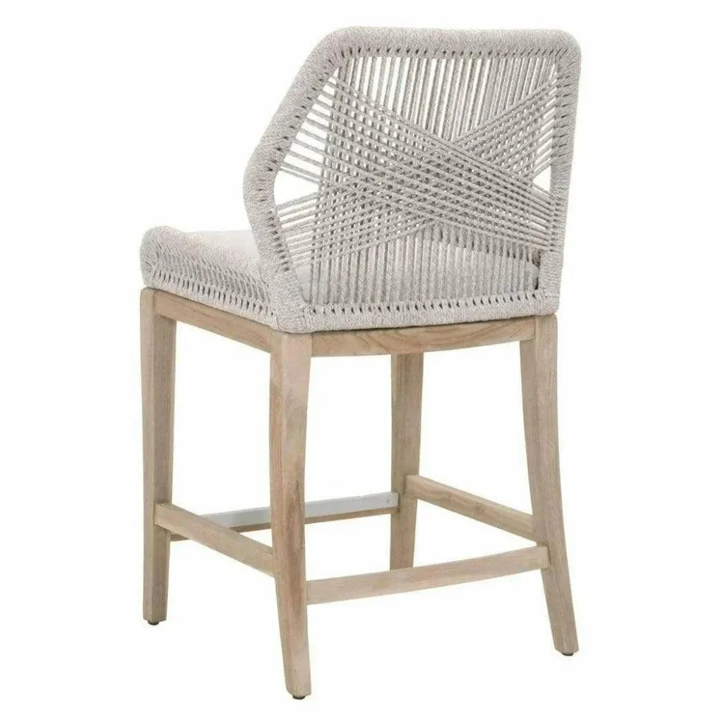 Loom Outdoor Rope Counter Stool Taupe Flat Rope Wood - LOOMLAN - Essentials For Living - Outdoor Counter Stools