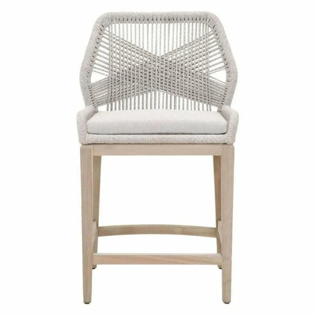 Loom Outdoor Rope Counter Stool Taupe Flat Rope Wood - LOOMLAN - Essentials For Living - Outdoor Counter Stools