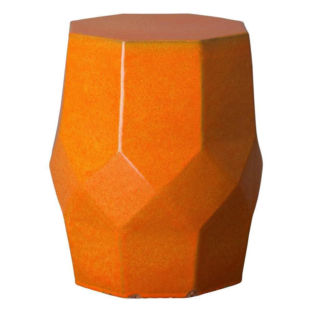 18 in. Octagon Matrix Ceramic Outdoor Garden Stool Outdoor Stools LOOMLAN By Emissary