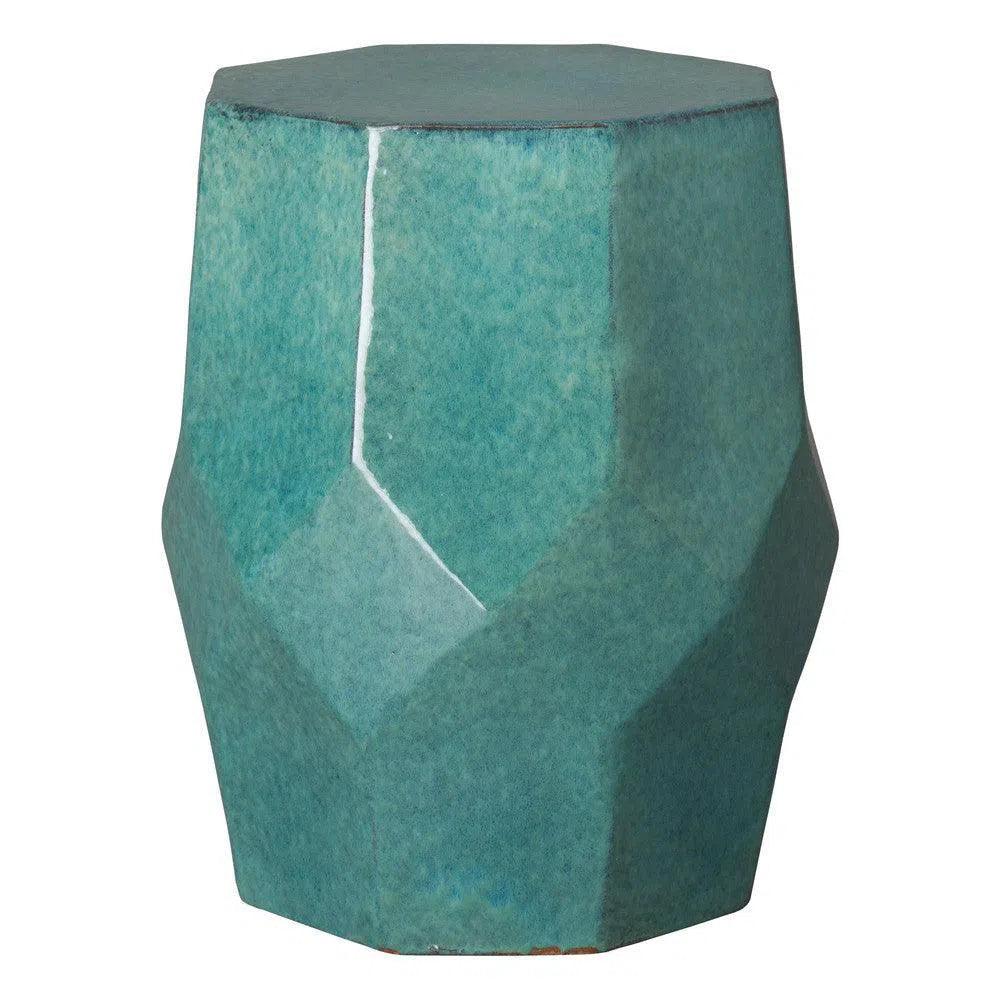 18 in. Octagon Matrix Ceramic Outdoor Garden Stool Outdoor Stools LOOMLAN By Emissary