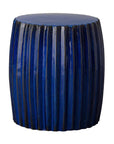 18 in. Pleated Ceramic Outdoor Garden Stool Outdoor Stools LOOMLAN By Emissary