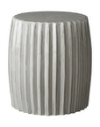 18 in. Pleated Ceramic Outdoor Garden Stool Outdoor Stools LOOMLAN By Emissary