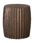 18 in. Pleated Ceramic Outdoor Garden Stool Outdoor Stools LOOMLAN By Emissary