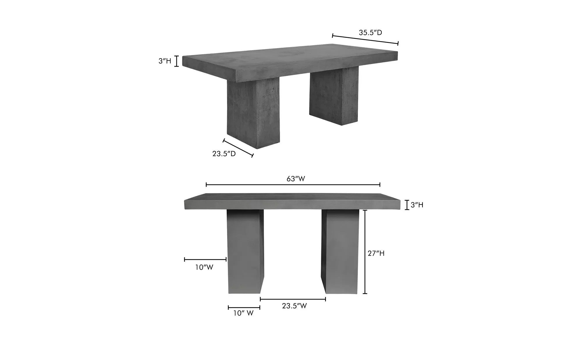 63 Inch Outdoor Dining Table Grey Contemporary Outdoor Dining Tables LOOMLAN By Moe's Home