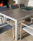 9 Piece Gray-White Outdoor Dining Table Set With Sunbrella Outdoor Dining Sets LOOMLAN By LOOMLAN