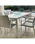 9 Piece Gray-White Outdoor Dining Table Set With Sunbrella Outdoor Dining Sets LOOMLAN By LOOMLAN