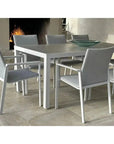 9 Piece Gray-White Outdoor Dining Table Set With Sunbrella Outdoor Dining Sets LOOMLAN By LOOMLAN