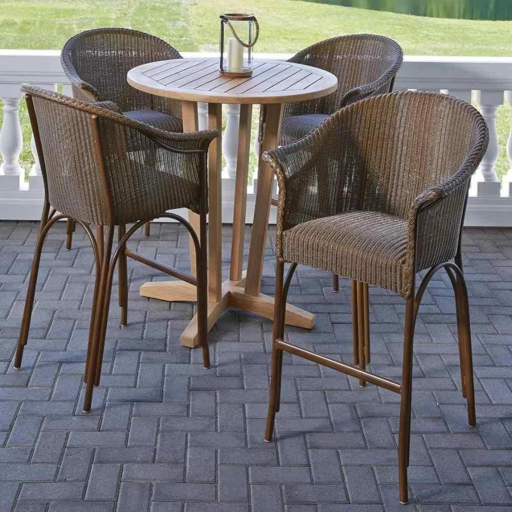 All Seasons Balcony Stool With Padded Seat Wicker Outdoor Furniture Outdoor Accent Chairs LOOMLAN By Lloyd Flanders