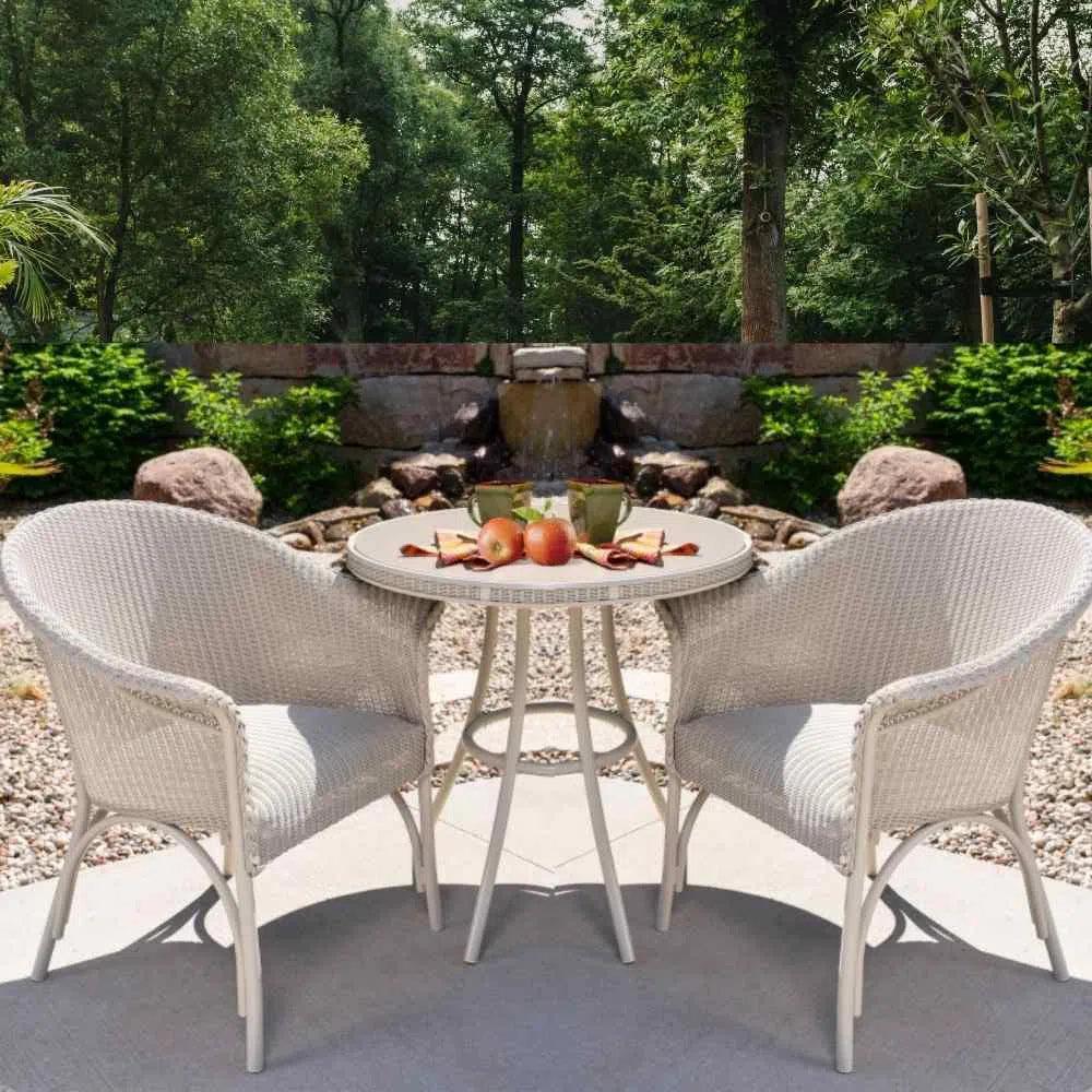 All Seasons Patio Round Bistro Table With Taupe Glass Top Lloyd Flanders Outdoor Dining Tables LOOMLAN By Lloyd Flanders