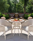 All Seasons Patio Round Bistro Table With Taupe Glass Top Lloyd Flanders Outdoor Dining Tables LOOMLAN By Lloyd Flanders