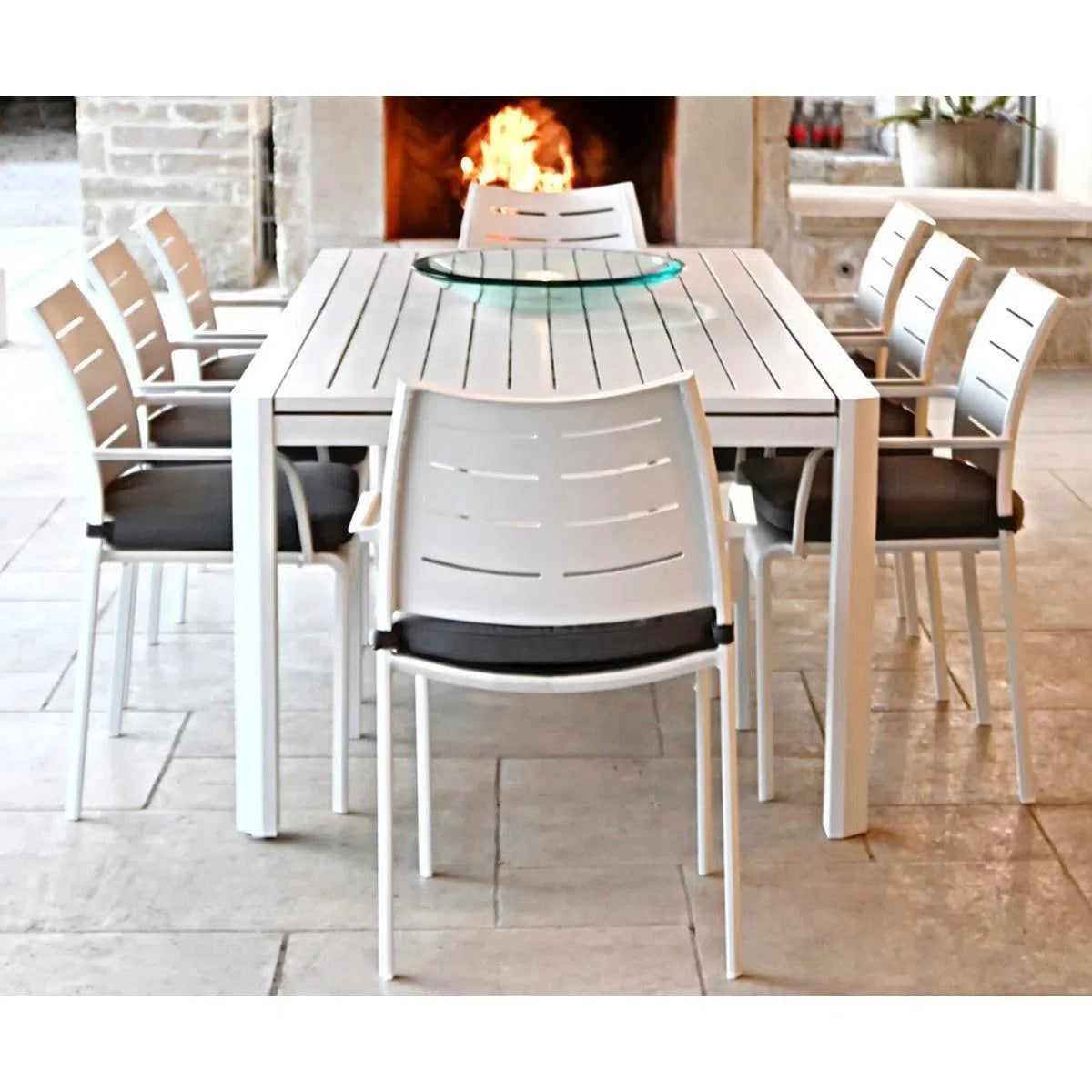 Athenes White Outdoor Dining Table Set Extendable Table For 12 Outdoor Dining Sets LOOMLAN By LOOMLAN