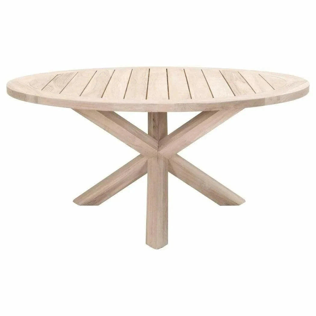 Boca Outdoor 63&quot; Round Dining Table Gray Teak Outdoor Dining Tables LOOMLAN By Essentials For Living