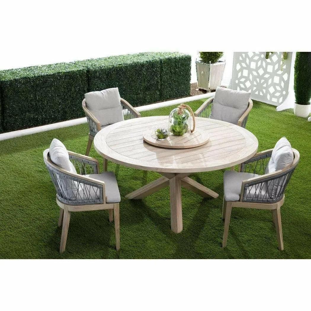 Boca Outdoor 63&quot; Round Dining Table Gray Teak Outdoor Dining Tables LOOMLAN By Essentials For Living