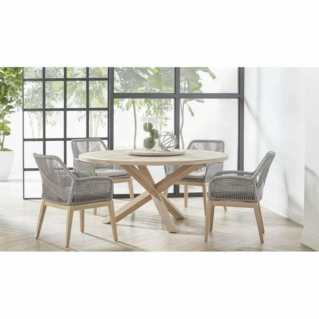 Boca Outdoor 63&quot; Round Dining Table Gray Teak Outdoor Dining Tables LOOMLAN By Essentials For Living