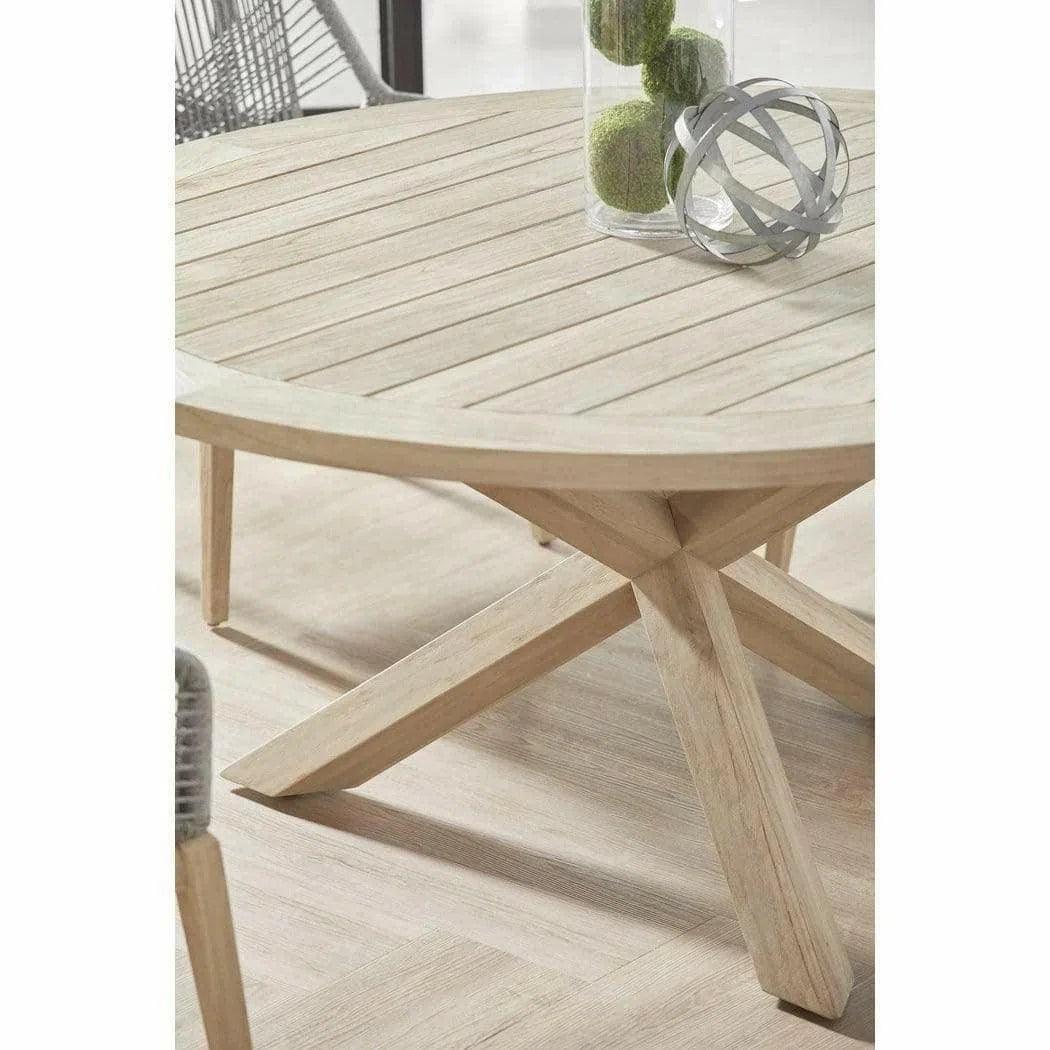 Boca Outdoor 63" Round Dining Table Gray Teak Outdoor Dining Tables LOOMLAN By Essentials For Living