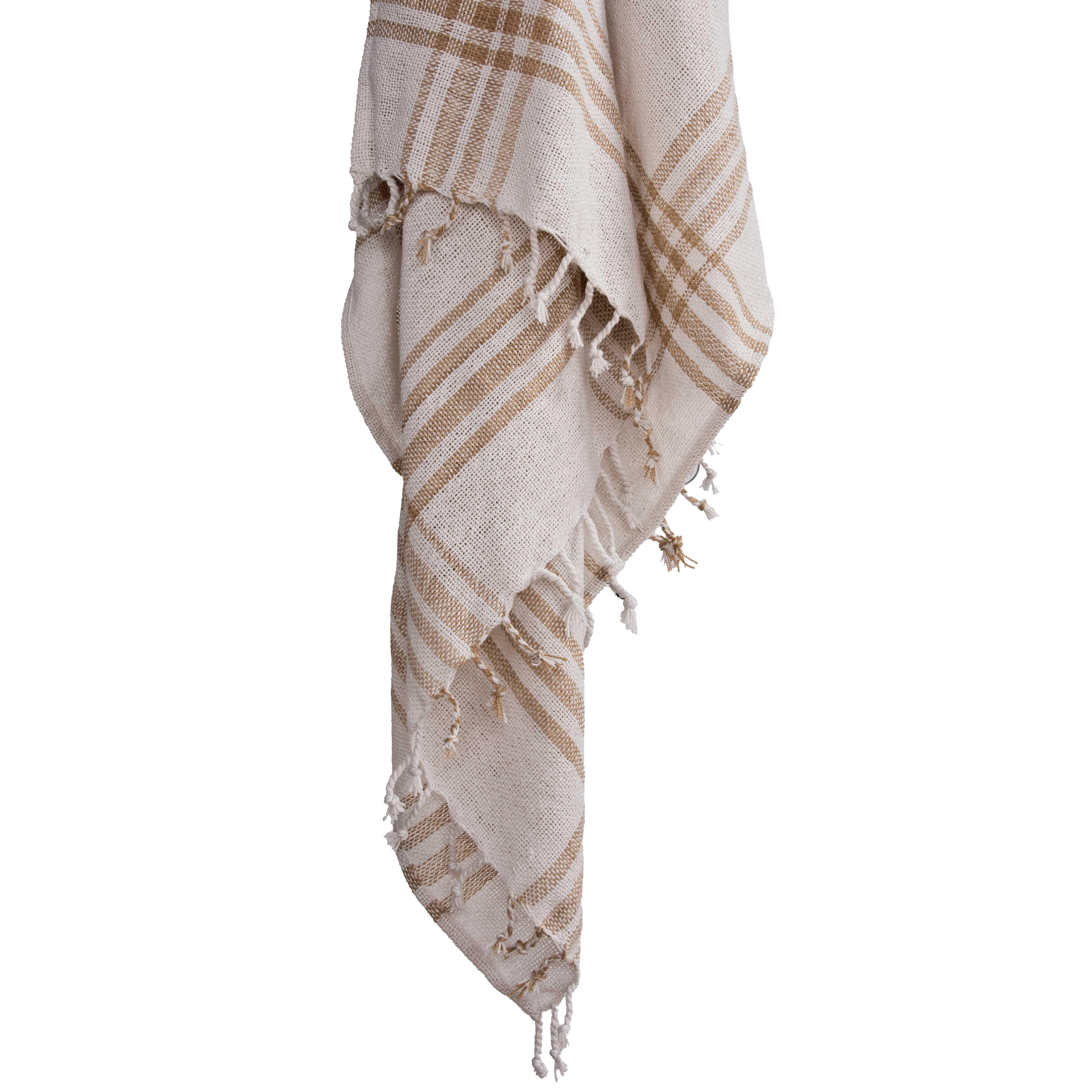 Dao Beige Outdoor Throw Blanket Outdoor Pillows LOOMLAN By LOOMLAN