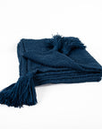 Dark Blue Outdoor Throw Blanket Outdoor Pillows LOOMLAN By LOOMLAN