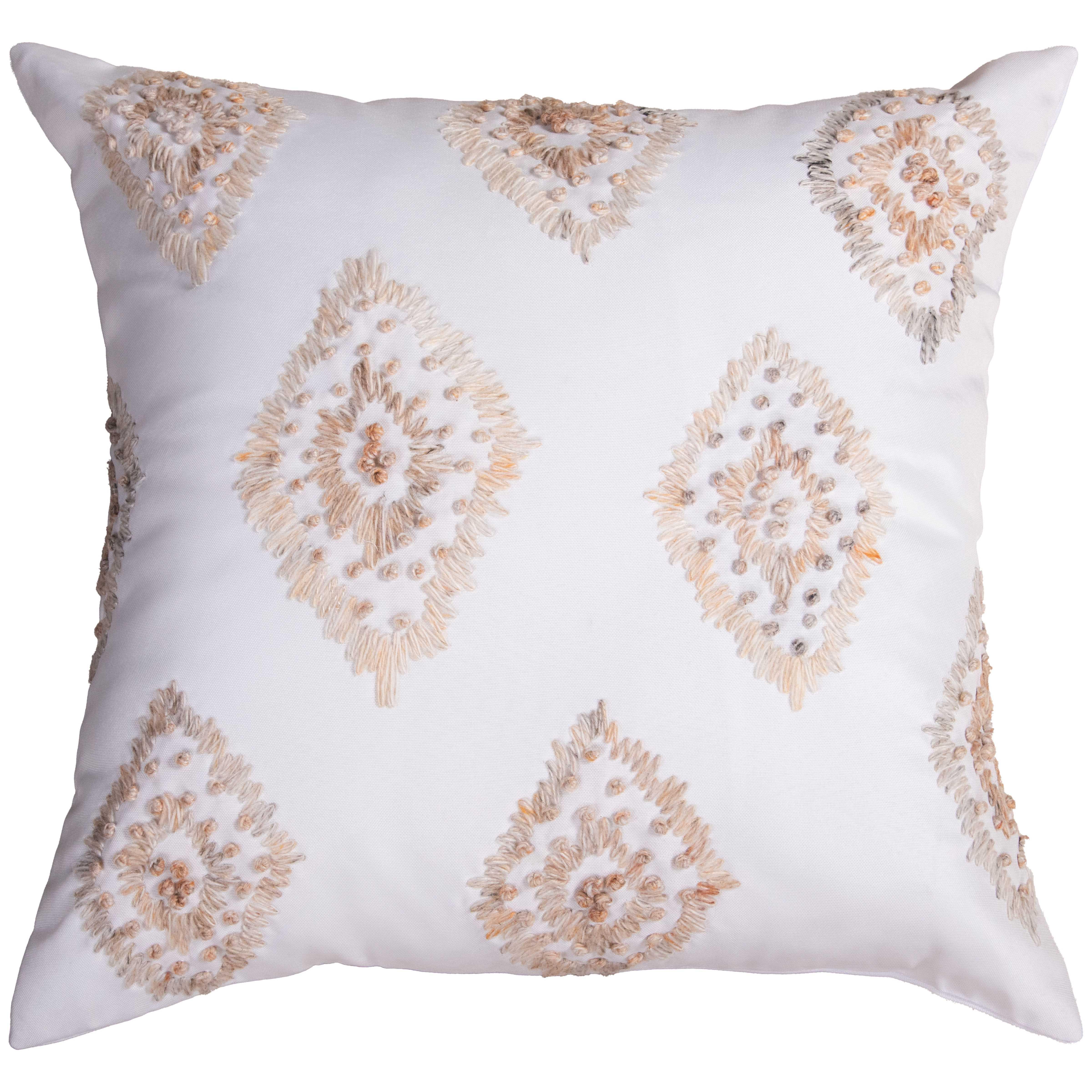 Medallion Ivory Outdoor Throw Pillows Outdoor Pillows LOOMLAN By LOOMLAN