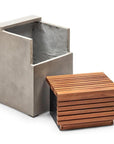 Stecca Cascata Fiber Reinforced Concrete Wooden Side Table Outdoor Side Tables LOOMLAN By Urbia