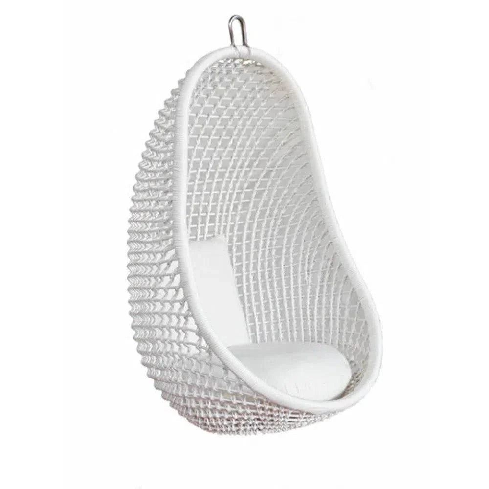 Artesia White Pod Rattan and Aluminum Hanging Chair