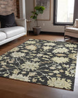 LOOMLAN Rugs Louis Black Washable Indoor-Outdoor Rug