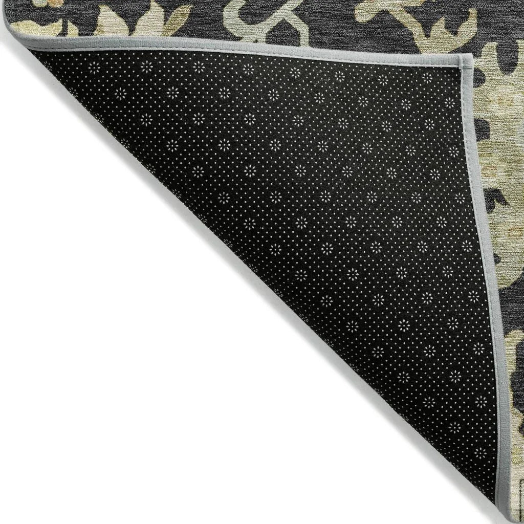 LOOMLAN Rugs Louis Black Washable Indoor-Outdoor Rug