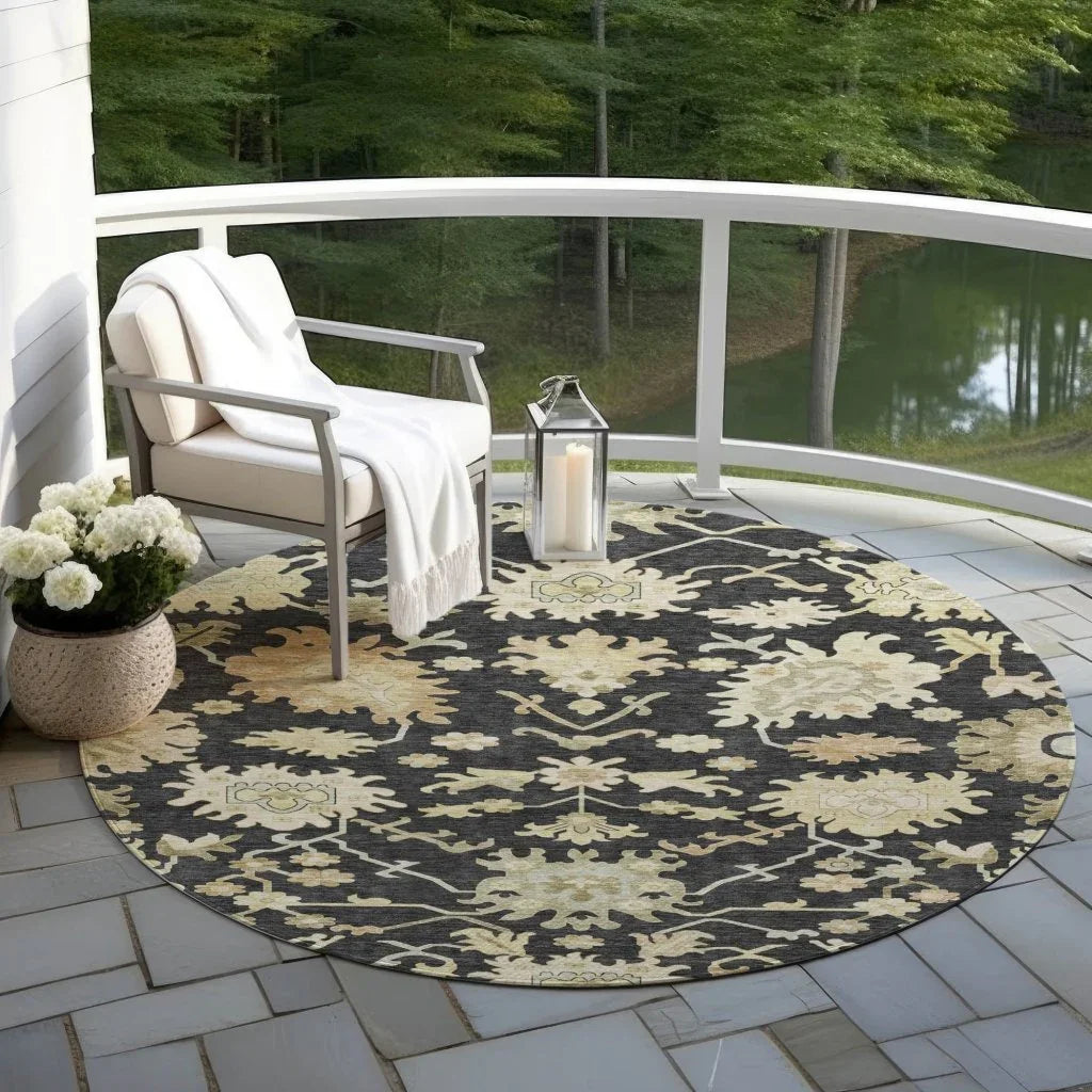 LOOMLAN Rugs Louis Black Washable Indoor-Outdoor Rug