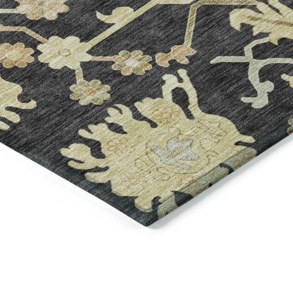 LOOMLAN Rugs Louis Black Washable Indoor-Outdoor Rug
