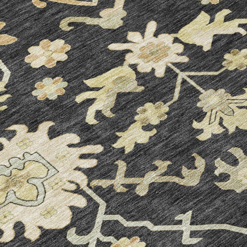 LOOMLAN Rugs Louis Black Washable Indoor-Outdoor Rug