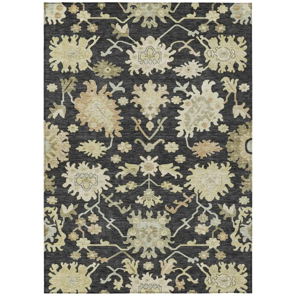 LOOMLAN Rugs Louis Black Washable Indoor-Outdoor Rug