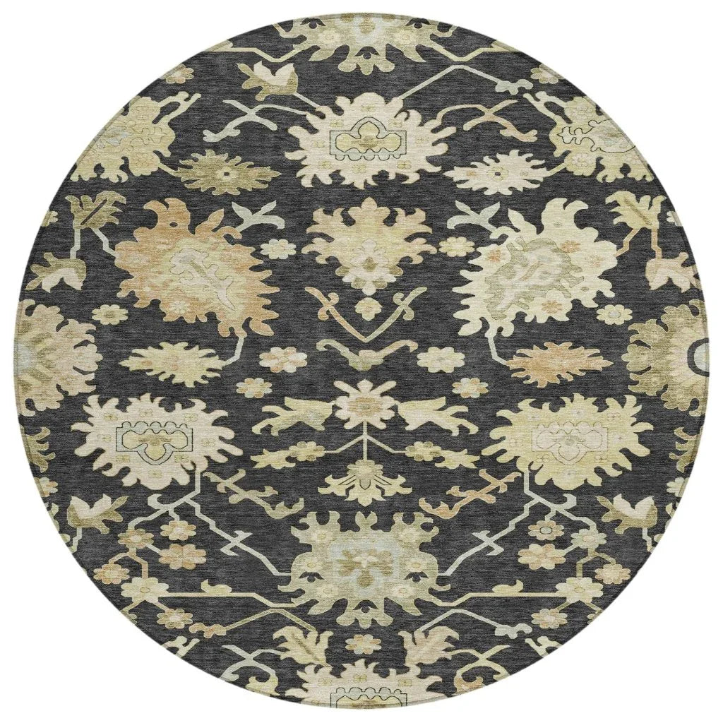 LOOMLAN Rugs Louis Black Washable Indoor-Outdoor Rug