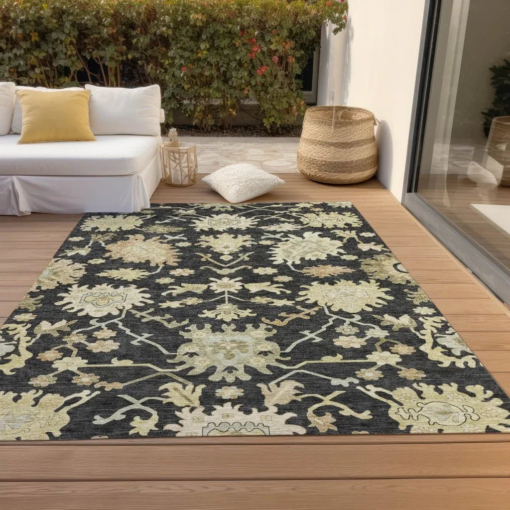 LOOMLAN Rugs Louis Black Washable Indoor-Outdoor Rug