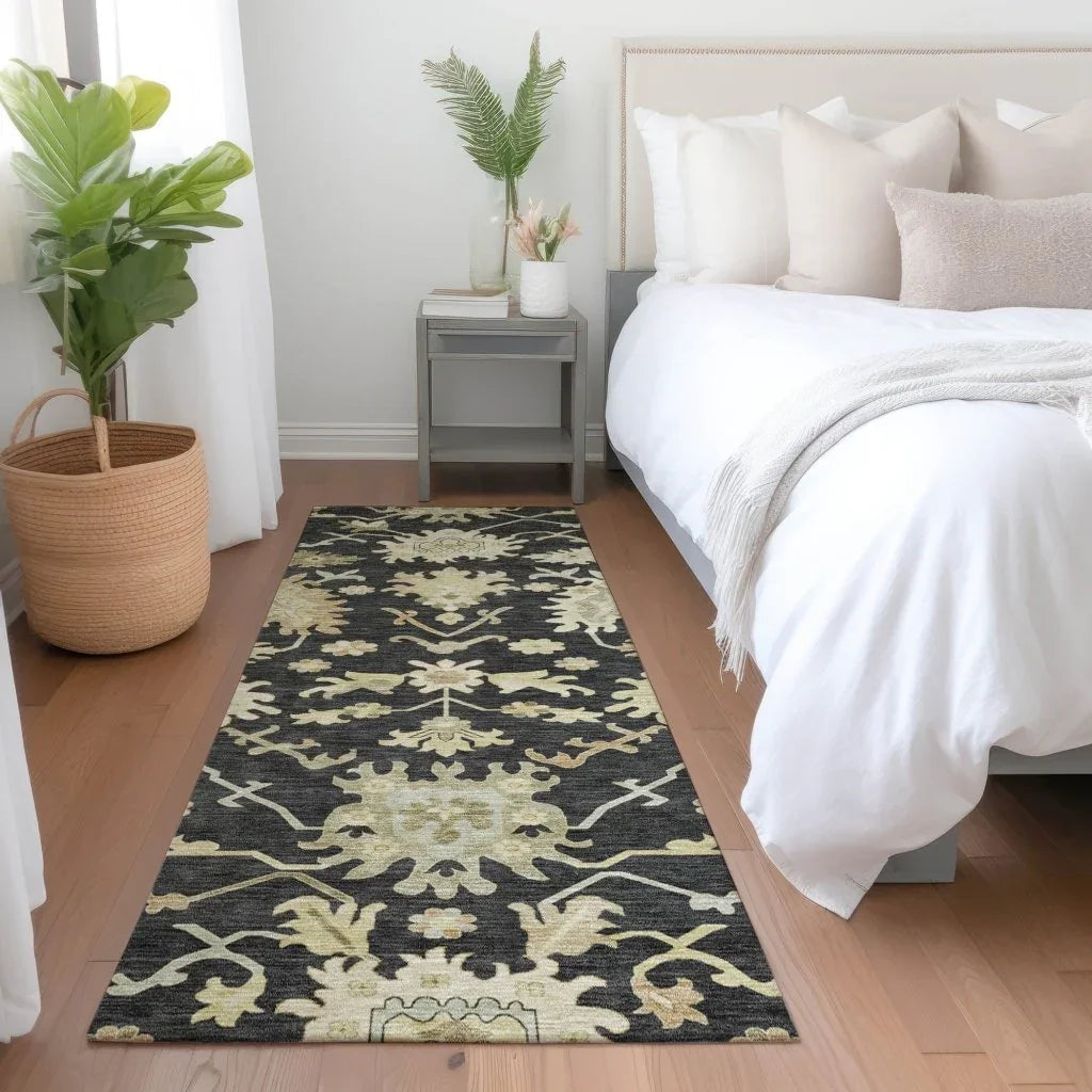LOOMLAN Rugs Louis Black Washable Indoor-Outdoor Rug