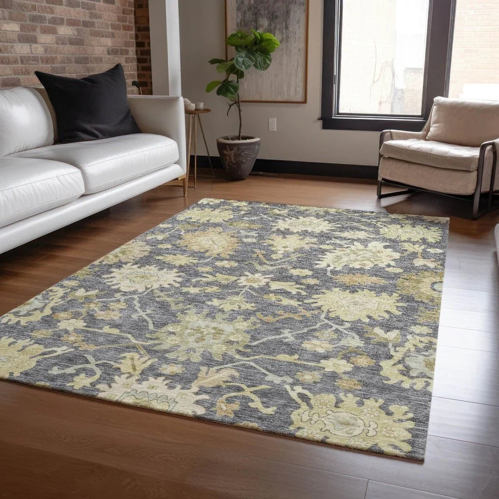 LOOMLAN Rugs Louis Gray Washable Indoor-Outdoor Rug