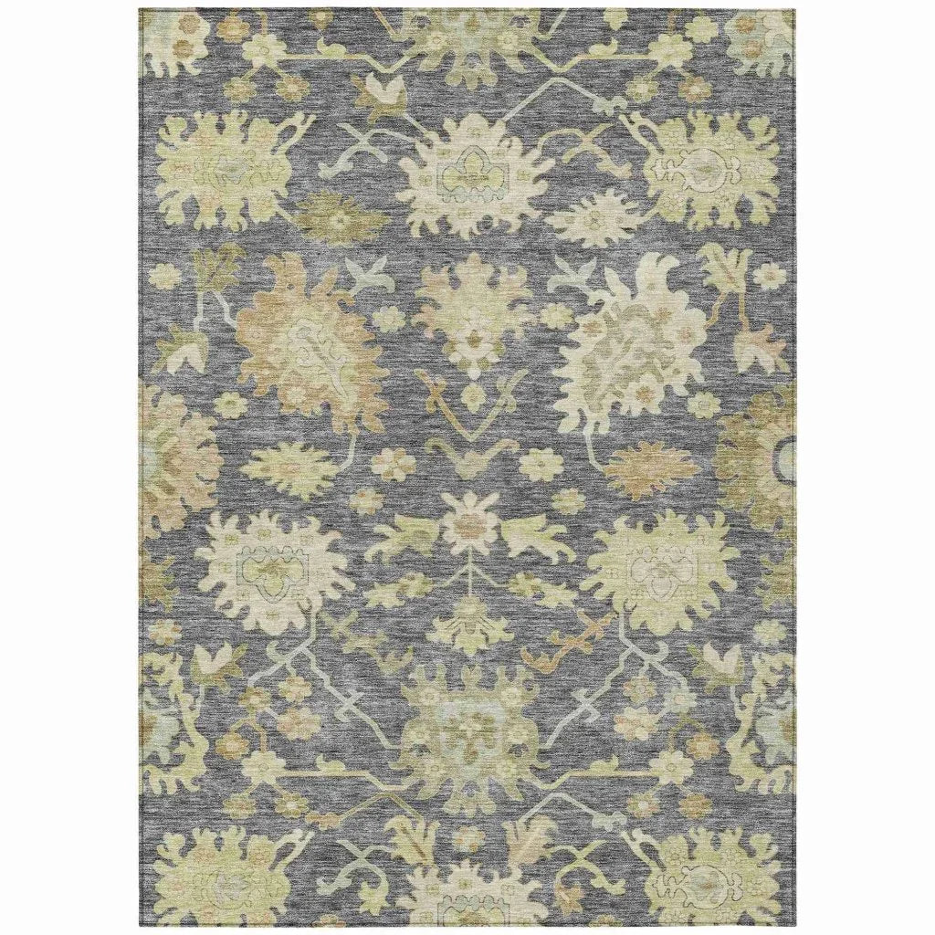 LOOMLAN Rugs Louis Gray Washable Indoor-Outdoor Rug
