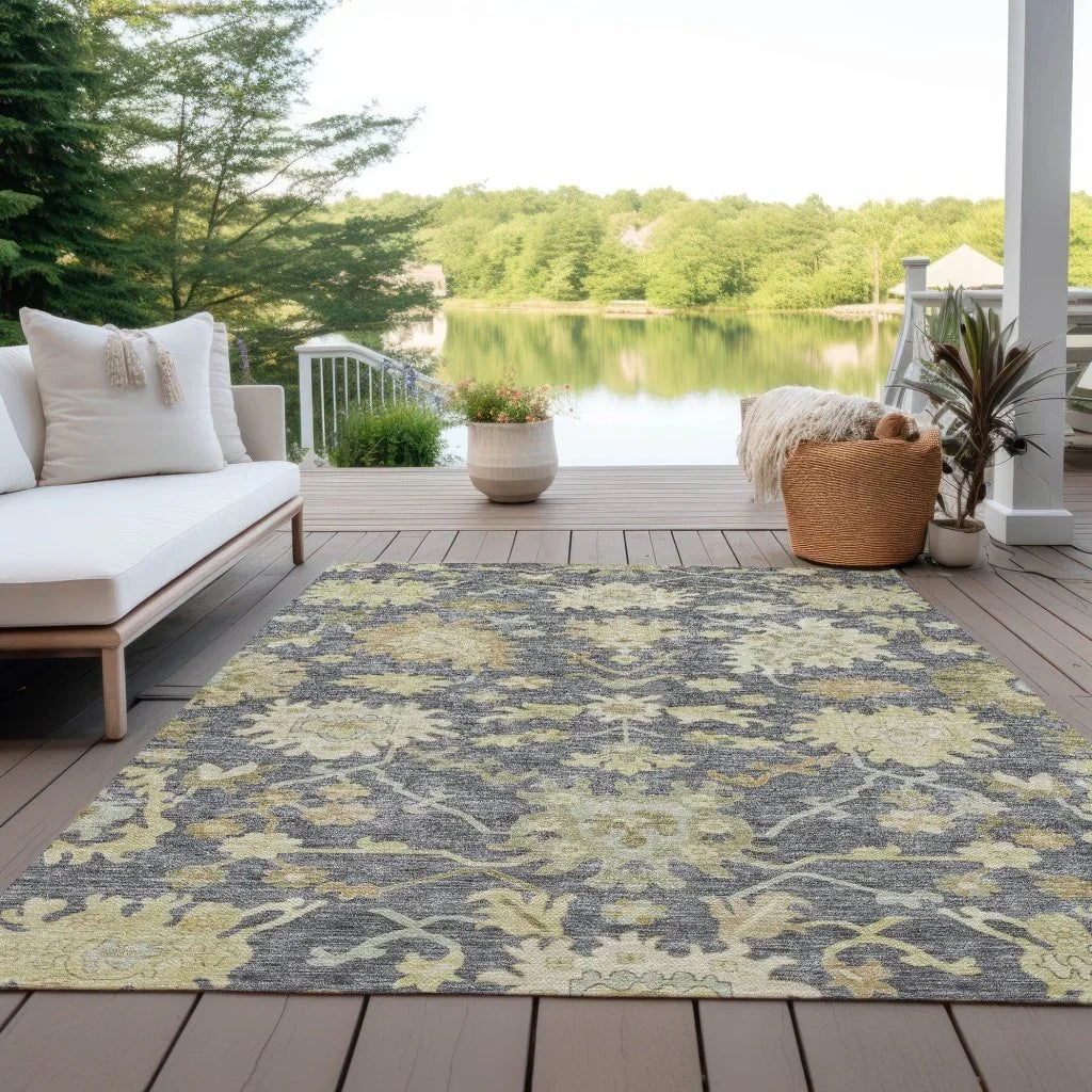 LOOMLAN Rugs Louis Gray Washable Indoor-Outdoor Rug
