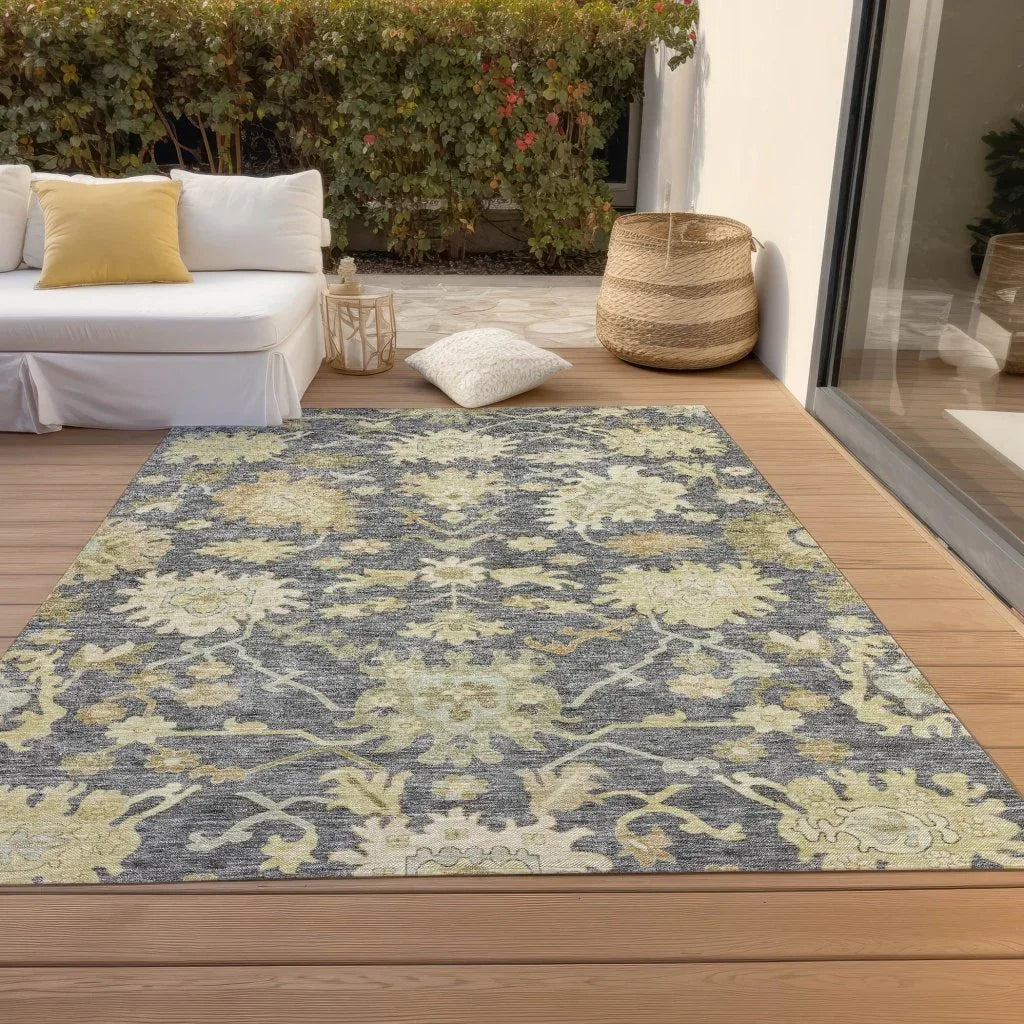 LOOMLAN Rugs Louis Gray Washable Indoor-Outdoor Rug