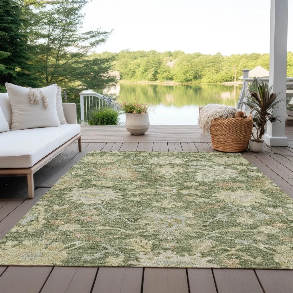 LOOMLAN Rugs Louis Green Washable Indoor-Outdoor Rug