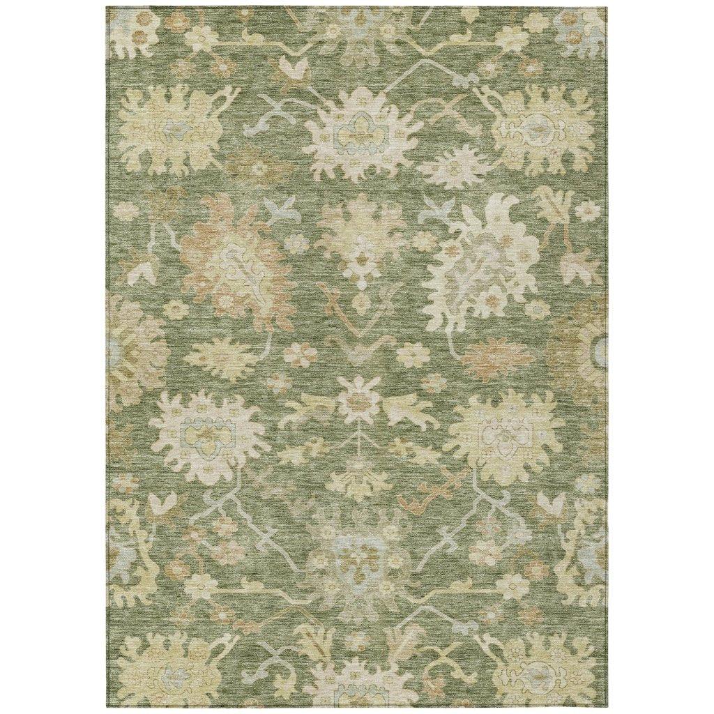 LOOMLAN Rugs Louis Green Washable Indoor-Outdoor Rug
