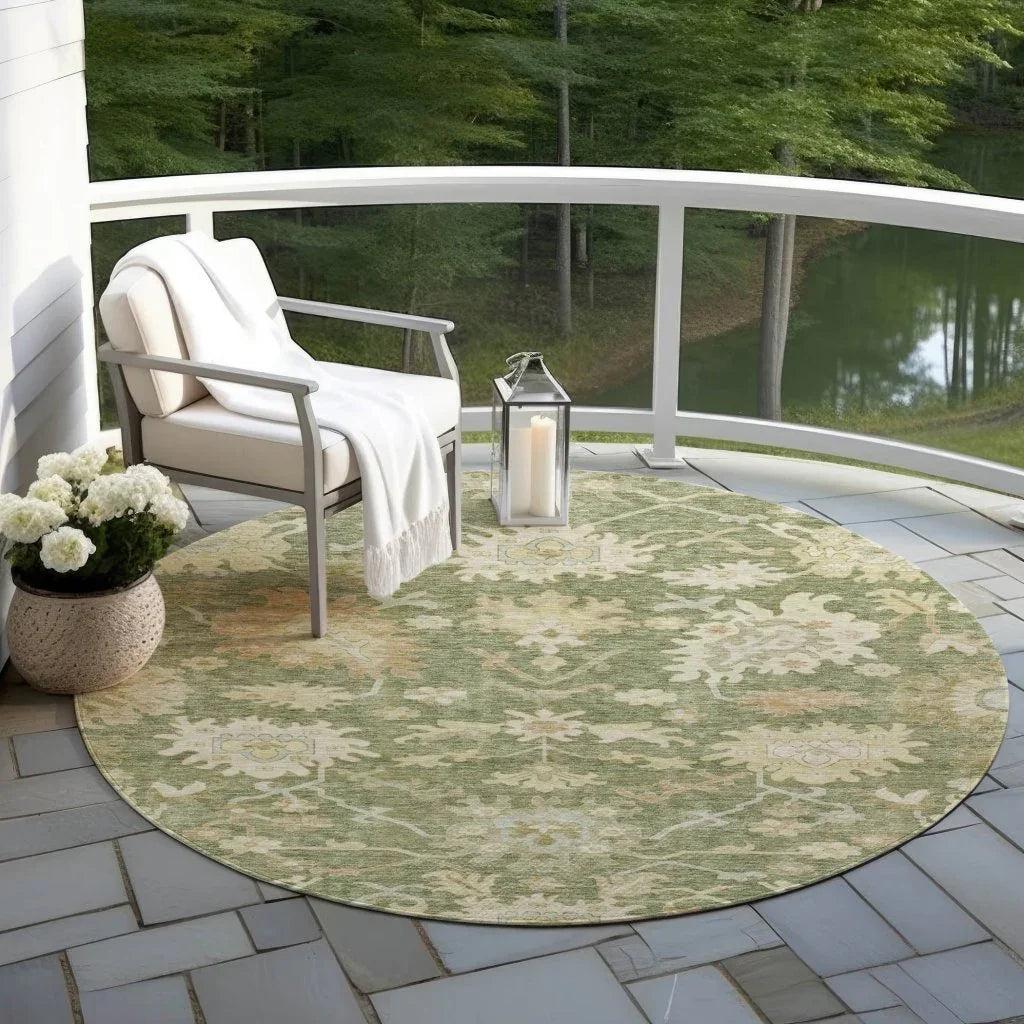 LOOMLAN Rugs Louis Green Washable Indoor-Outdoor Rug