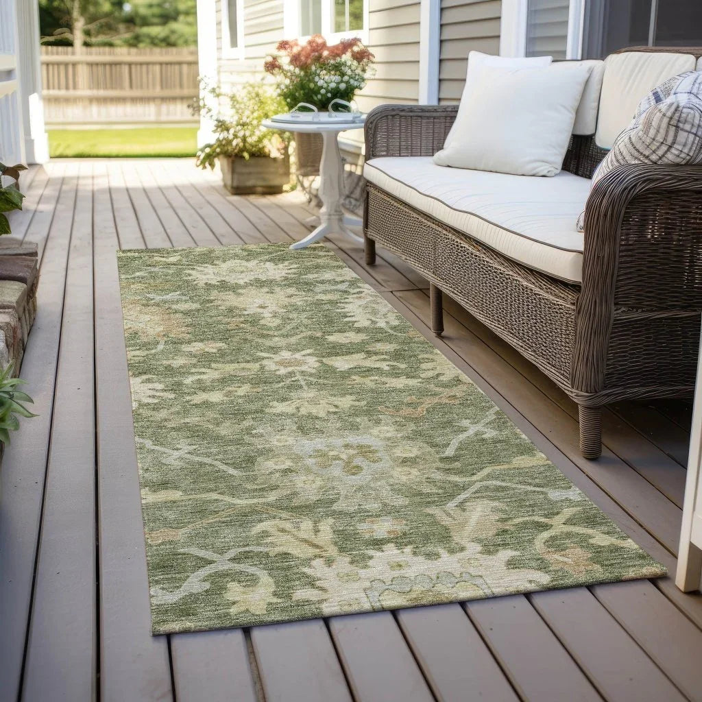 LOOMLAN Rugs Louis Green Washable Indoor-Outdoor Rug