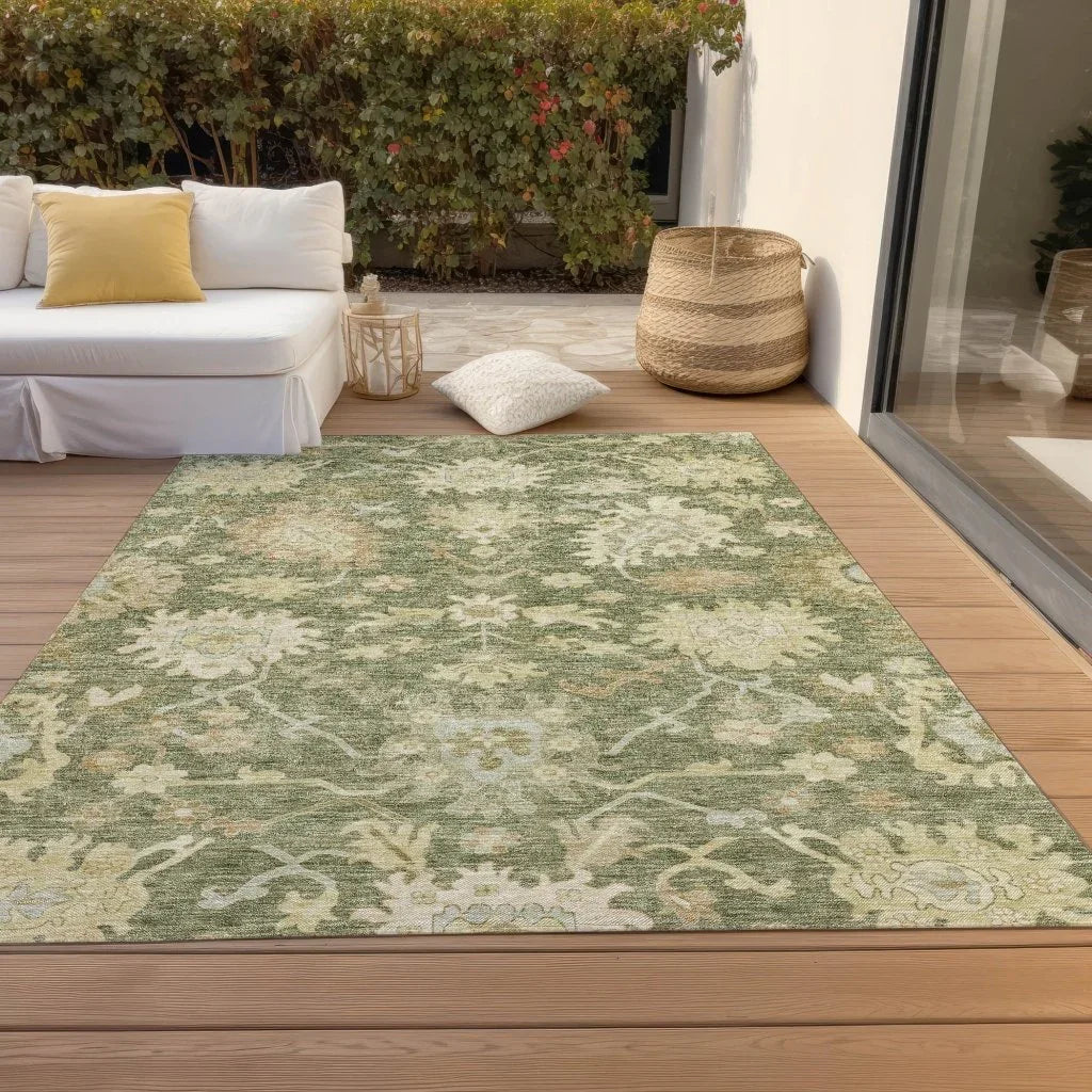 LOOMLAN Rugs Louis Green Washable Indoor-Outdoor Rug