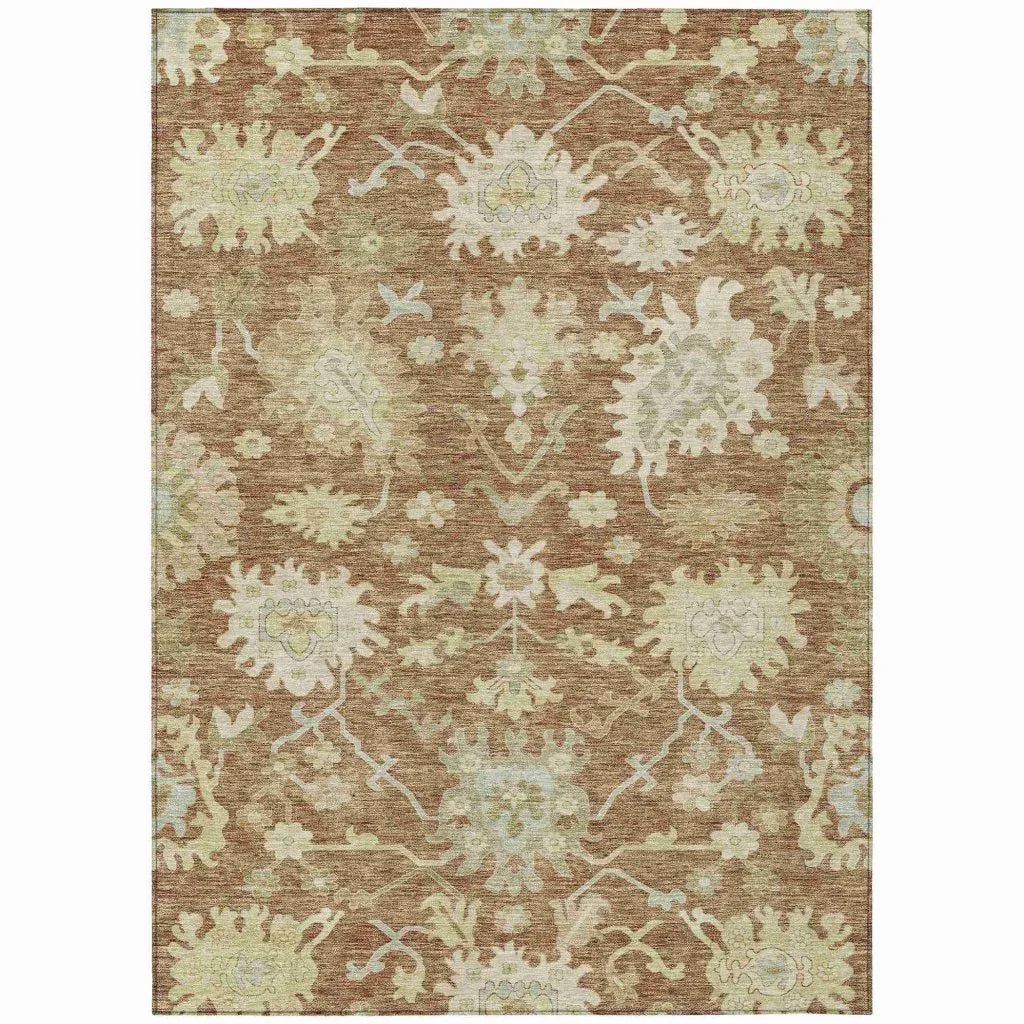 LOOMLAN Rugs Louis Orange Washable Indoor-Outdoor Rug