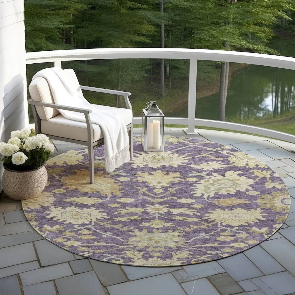 LOOMLAN Rugs Louis Purple Washable Indoor-Outdoor Rug